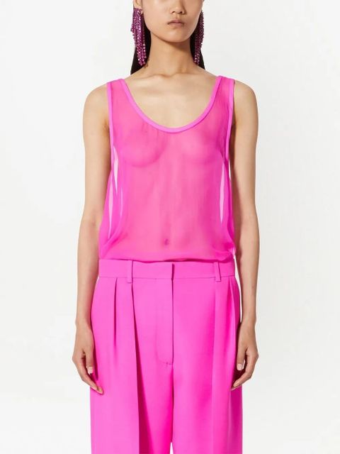 Valentino Garavani semi-sheer silk chiffon tank top - Pink