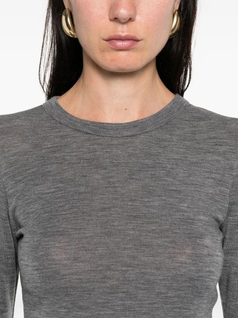 Róhe long-sleeved wool T-shirt - Grey