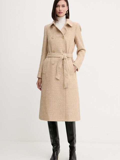 Twinset płaszcz z wełną kolor beżowy 252TP2140 - zdjęcie produktu nr 1