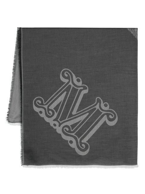 Max Mara monogram-jacquard frayed scarf - Grey - zdjęcie produktu nr 1