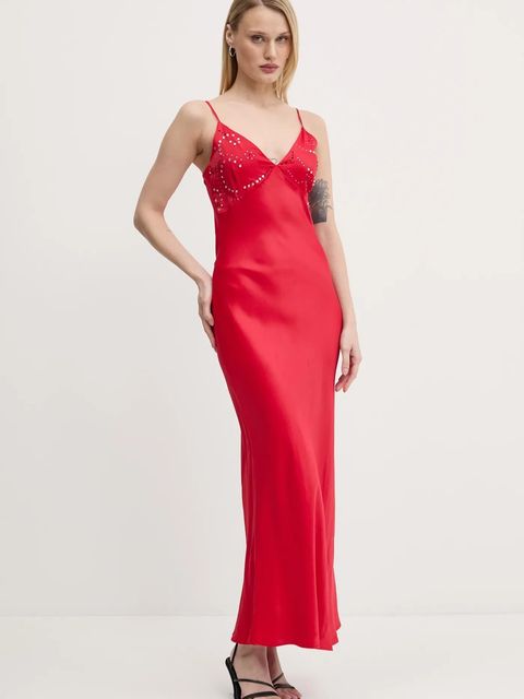 Never Fully Dressed sukienka Gem Rhea kolor czerwony maxi prosta NFDDR1852 - zdjęcie produktu nr 2