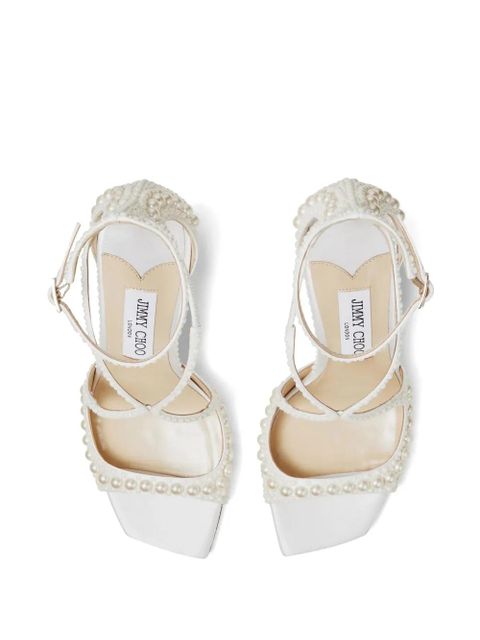 Jimmy Choo Azia 95mm pearl-embellished sandals - White