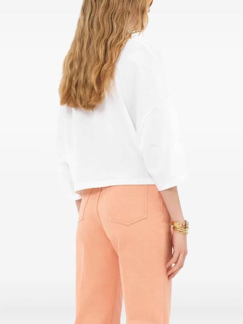 Chloé cropped cotton t-shirt - White