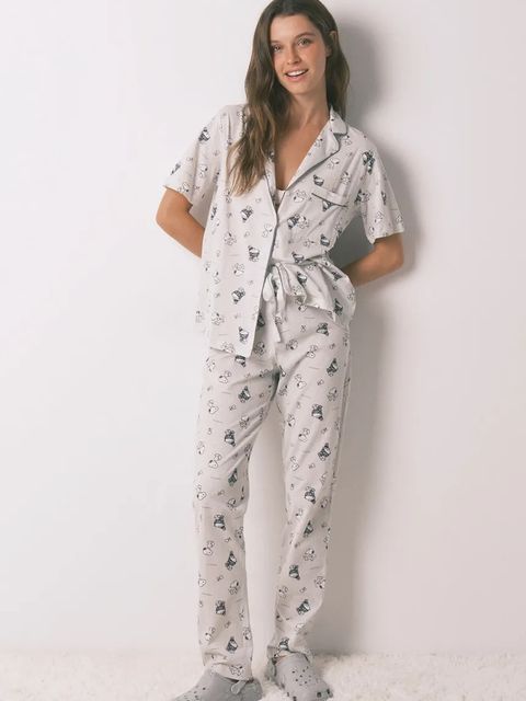 women'secret piżama bawełniana SNOOPY damska kolor szary bawełniana 3132164 - zdjęcie produktu nr 1