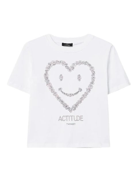 TWINSET smiley-heart graphic T-shirt - White - zdjęcie produktu nr 1