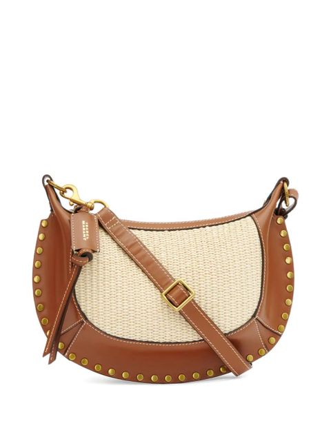 ISABEL MARANT Oskan Moon raffia studded shoulder bag - Brown
