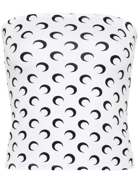 Marine Serre Crescent Moon-print tube top - White - zdjęcie produktu nr 1