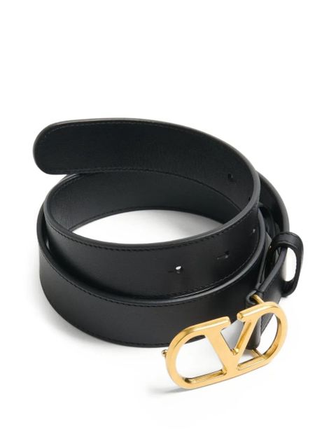 Valentino Garavani logo-buckle leather belt - Black