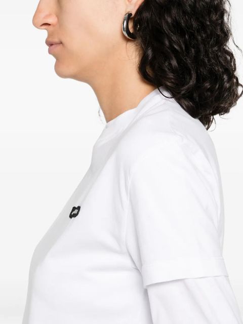 Miu Miu logo-appliqué T-shirt - White