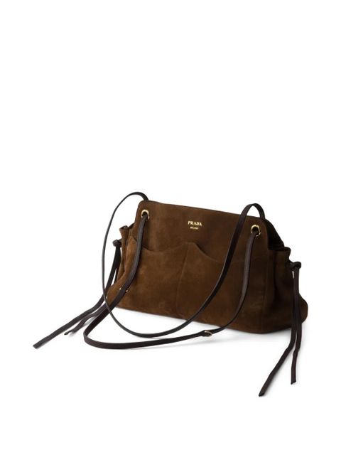 Prada large Carry suede tote bag - Brown
