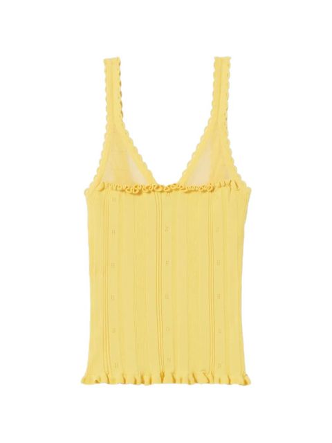 Claudie Pierlot ruffled pointelle-knit tank top - Yellow - zdjęcie produktu nr 1
