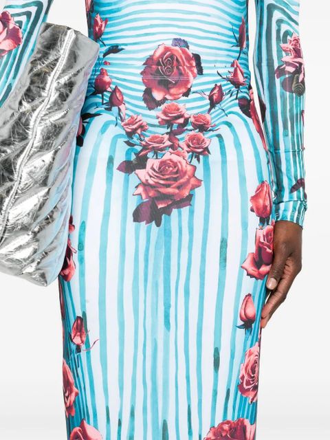 Jean Paul Gaultier Morphing floral-print pencil skirt - Blue