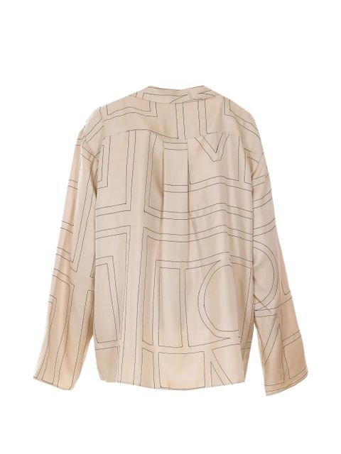 TOTEME monogram embroidered silk shirt - Neutrals - zdjęcie produktu nr 2
