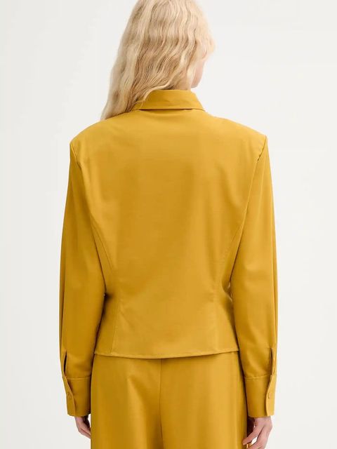 ISABELLE BLANCHE koszula z wełną damska kolor żółty regular z kołnierzykiem klasycznym IS25FW-C037-T002 - zdjęcie produktu nr 2