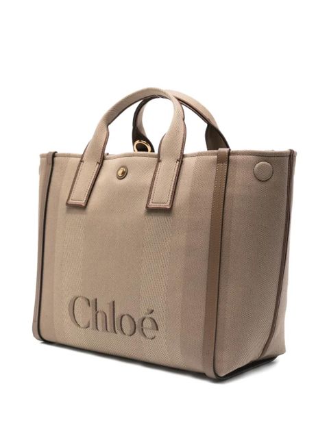 Chloé Carry embossed stripe tote bag - Neutrals