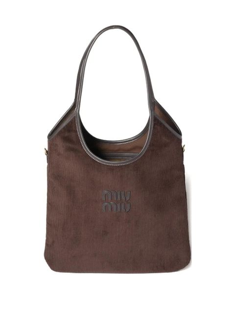 Miu Miu Ivy corduroy-logo shoulder bag - Brown - zdjęcie produktu nr 1