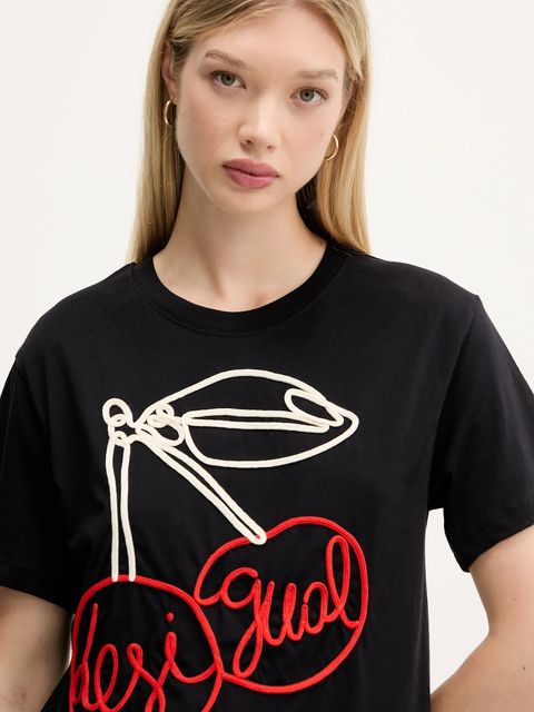 Desigual t-shirt bawełniany BERLIN damski kolor czarny 25WWTK51