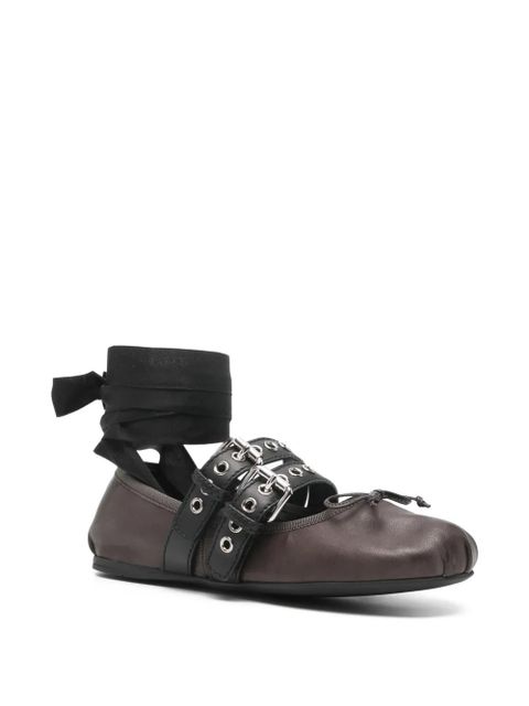Miu Miu leather ballet flats - Brown - zdjęcie produktu nr 2