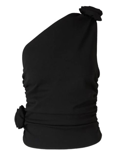 Magda Butrym rose-embellished one-shoulder top - Black - zdjęcie produktu nr 1