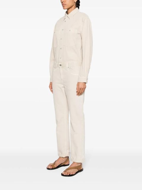 ISABEL MARANT Imane long-sleeve denim jumpsuit - Neutrals