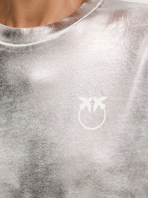 Pinko bluza bawełniana damska kolor srebrny z nadrukiem 105756 A2V1