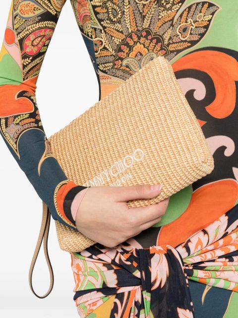 Jimmy Choo logo-embroidered woven clutch bag - Neutrals - zdjęcie produktu nr 2