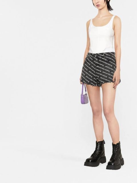 Alexander Wang Bite logo-print denim shorts - Grey