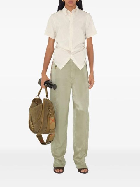 Burberry crest-embroidered trousers - Green