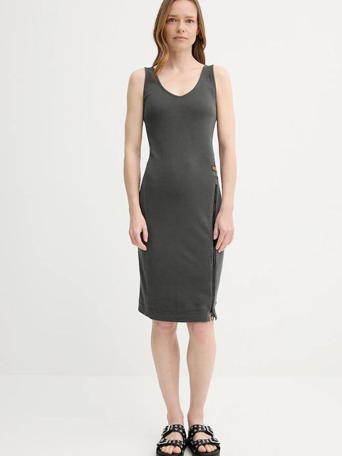 G-Star sukienka bawełniana kolor szary midi dopasowana D26593-E040 - zdjęcie produktu nr 2