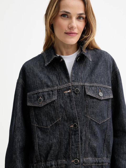 AllSaints kurtka jeansowa bawełniana DENBY kolor granatowy przejściowa W100PD - zdjęcie produktu nr 2