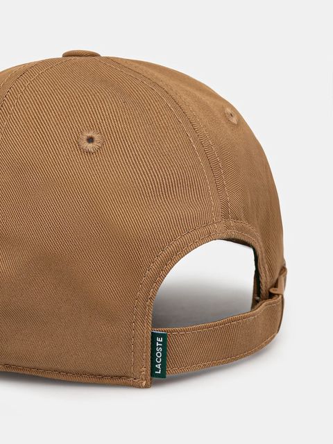 Lacoste czapka z daszkiem bawełniana kolor brązowy gładka RK0440 - zdjęcie produktu nr 2