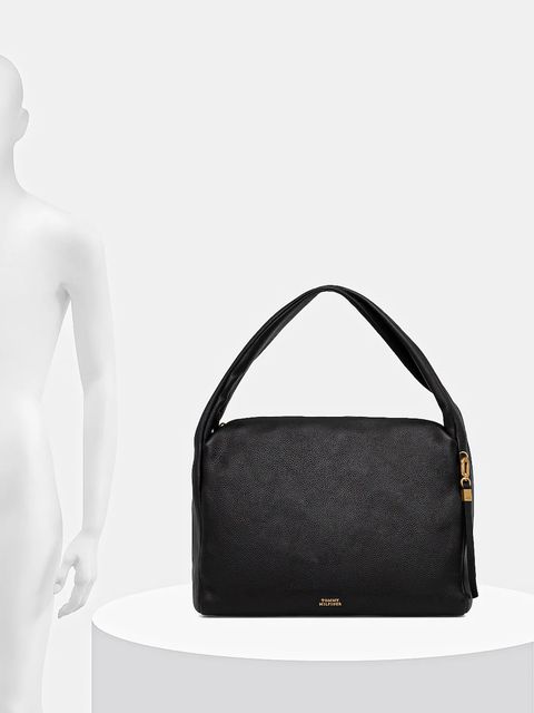 Tommy Hilfiger torebka skórzana kolor czarny AW0AW18285