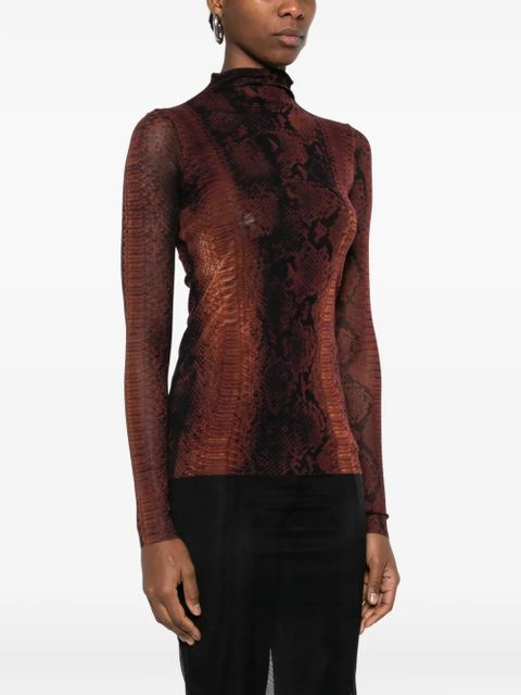 Jean Paul Gaultier snakeskin high-neck T-shirt - Brown