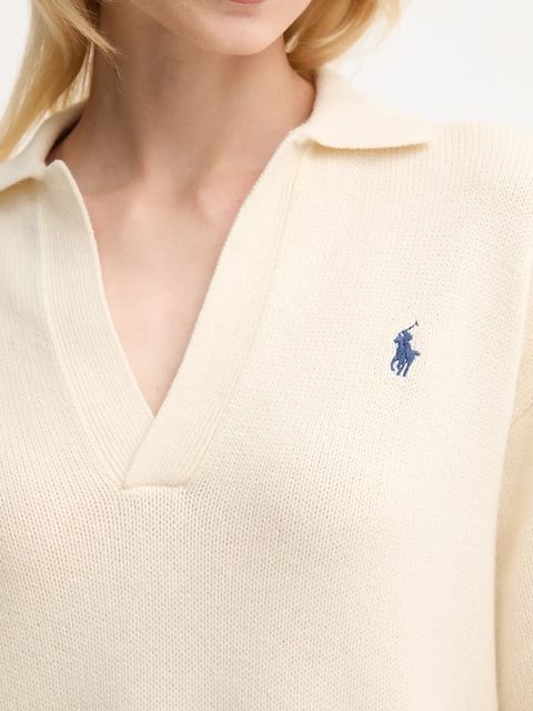 Polo Ralph Lauren sukienka z wełną kolor beżowy mini oversize 211A91143