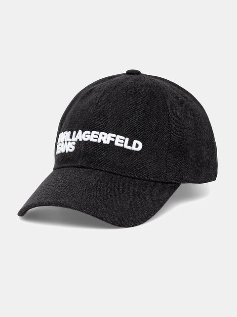 Karl Lagerfeld Jeans czapka z daszkiem jeansowa kolor czarny z aplikacją A3M33102 - zdjęcie produktu nr 1