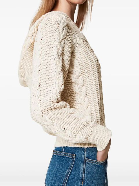 TWINSET cable-knit hoodie - Neutrals - zdjęcie produktu nr 2