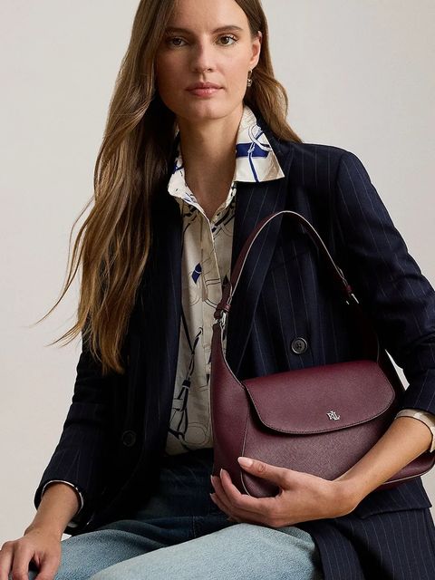 Lauren Ralph Lauren torebka skórzana kolor bordowy 431969364