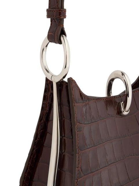 Rabanne ring embossed leather shoulder bag - Brown - zdjęcie produktu nr 2