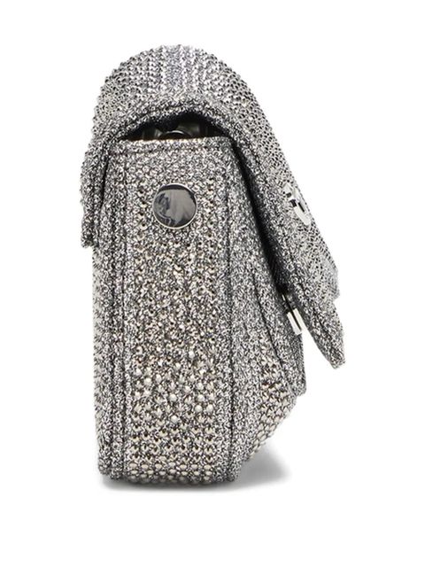 Diesel crystal-embellished logo-plaque clutch bag - Silver