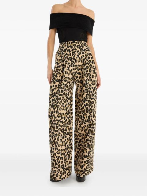 ROTATE BIRGER CHRISTENSEN pleated leopard-print trousers - Brown