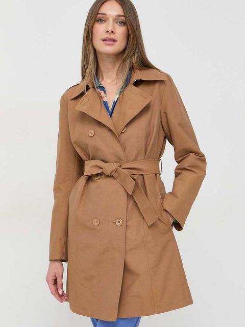 MAX&Co. trencz damski kolor beżowy przejściowy dwurzędowy