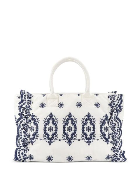 MC2 Saint Barth broderie anglaise ruffled tote bag - White - zdjęcie produktu nr 2