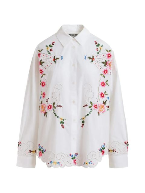 Essentiel Antwerp Jayme floral-embroidered cutwork-detail shirt - White - zdjęcie produktu nr 1