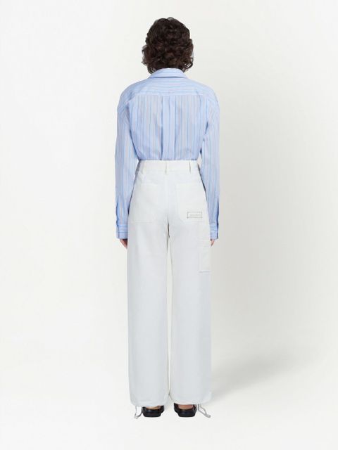 Marni embroidered-logo straight-leg trousers - Pink