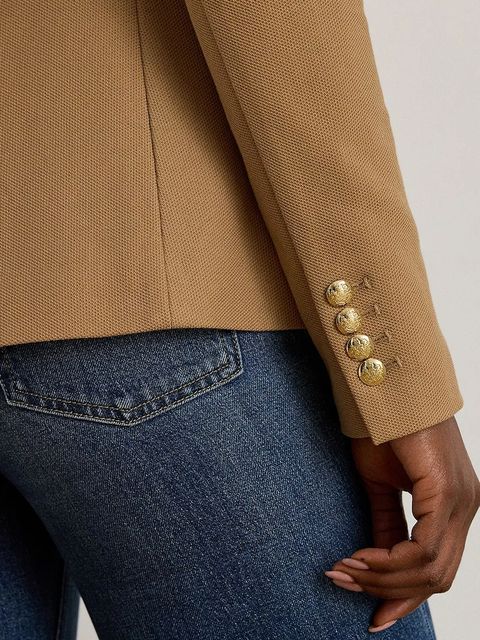 Lauren Ralph Lauren marynarka kolor brązowy jednorzędowa gładka 200797305