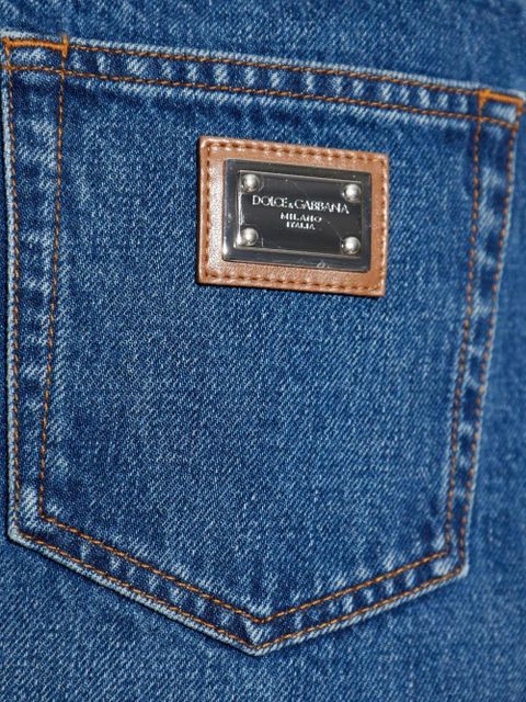 Dolce & Gabbana logo-plaque denim mini skirt - Blue