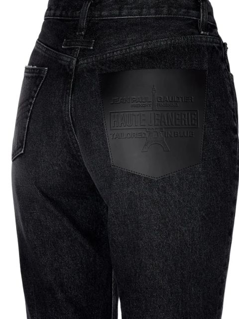 Jean Paul Gaultier logo-patch high-waist straight-leg jeans - Black