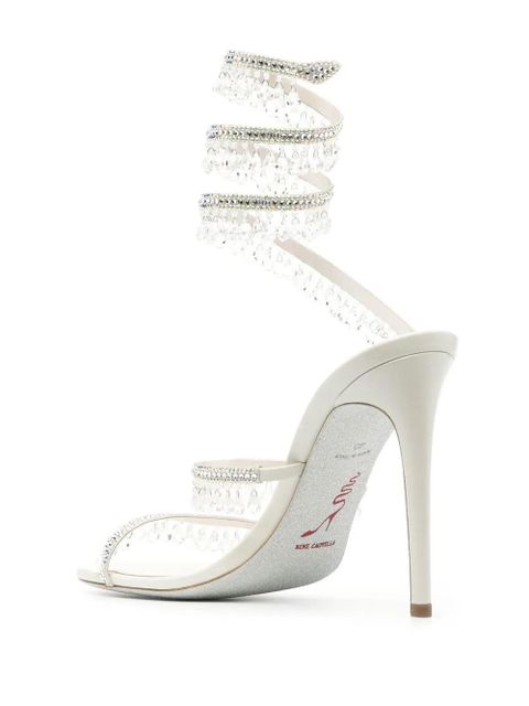 René Caovilla Chandelier 105mm crystal-embellished sandals - Neutrals