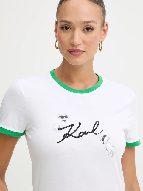 Karl Lagerfeld t-shirt bawełniany IKON damski kolor biały B1W17040