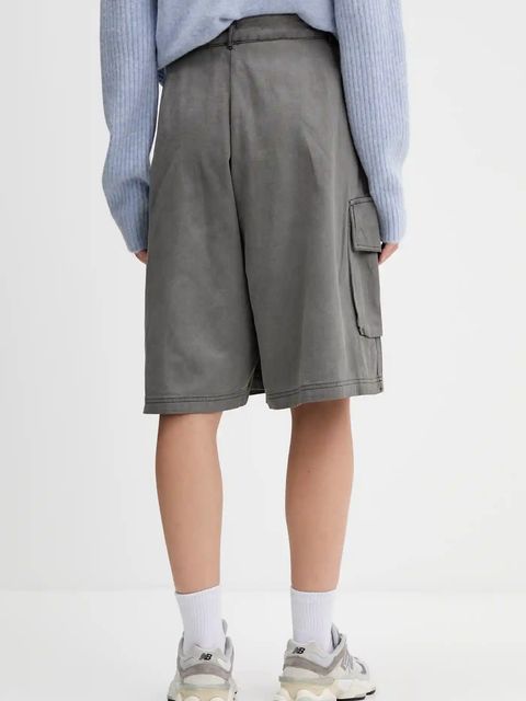 adidas Originals szorty jeansowe Cargo Jorts damskie kolor szary gładkie high waist JD0139